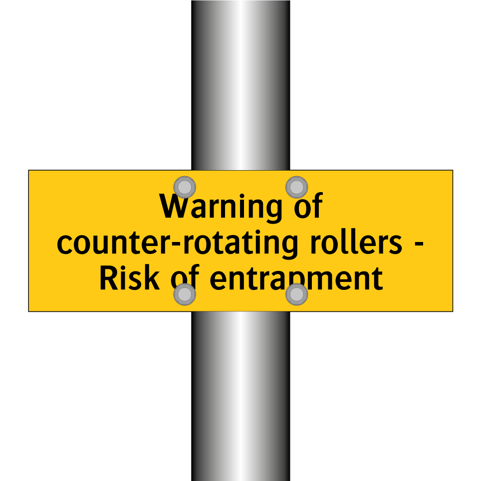 Warning of counter-rotating rollers - Risk of entrapment