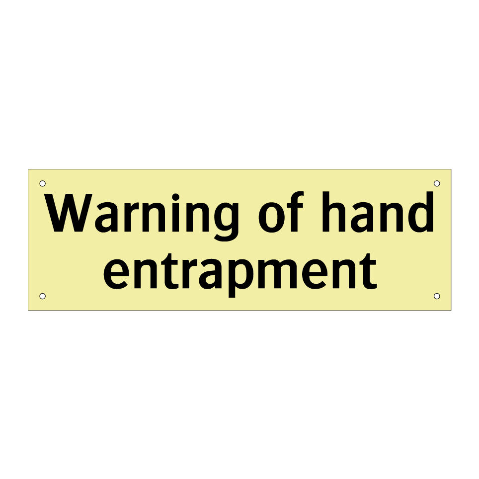 Warning of hand entrapment