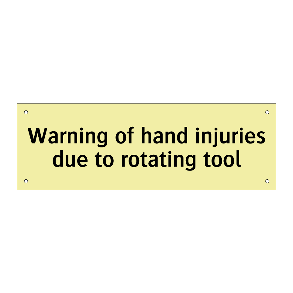Warning of hand injuries due to rotating tool