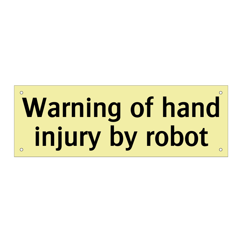 Warning of hand injury by robot