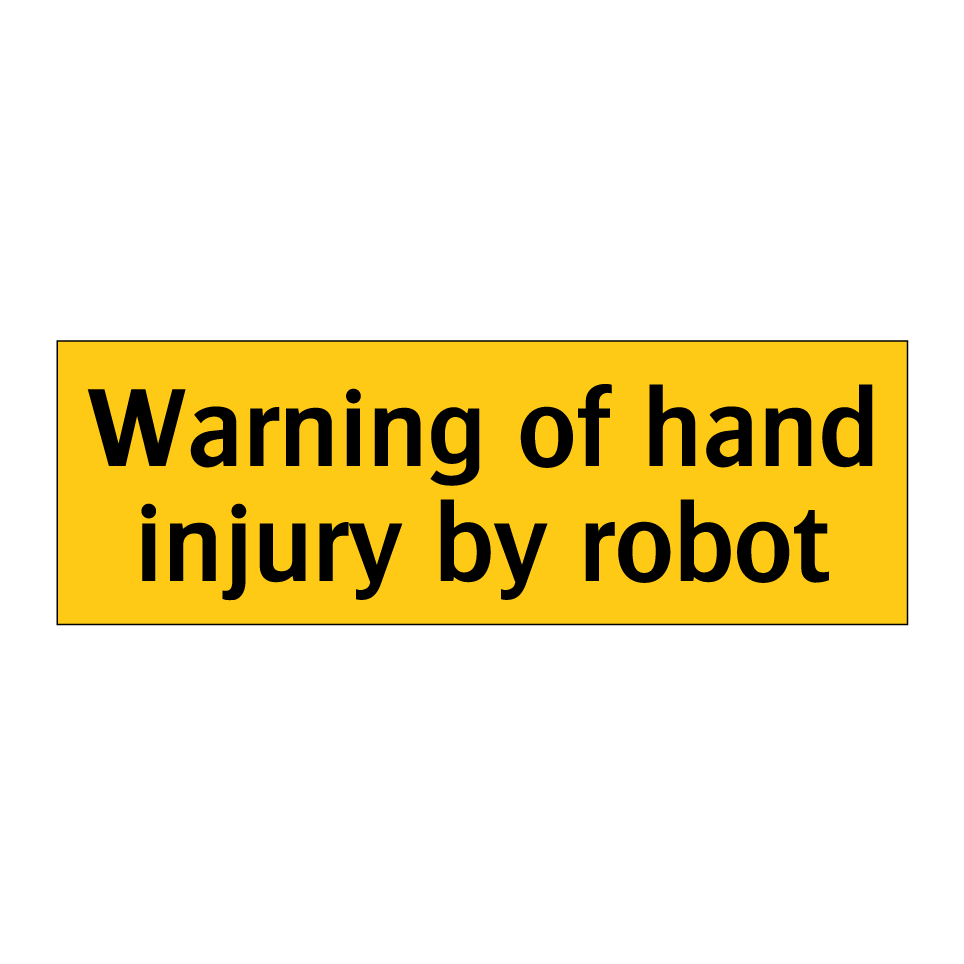 Warning of hand injury by robot