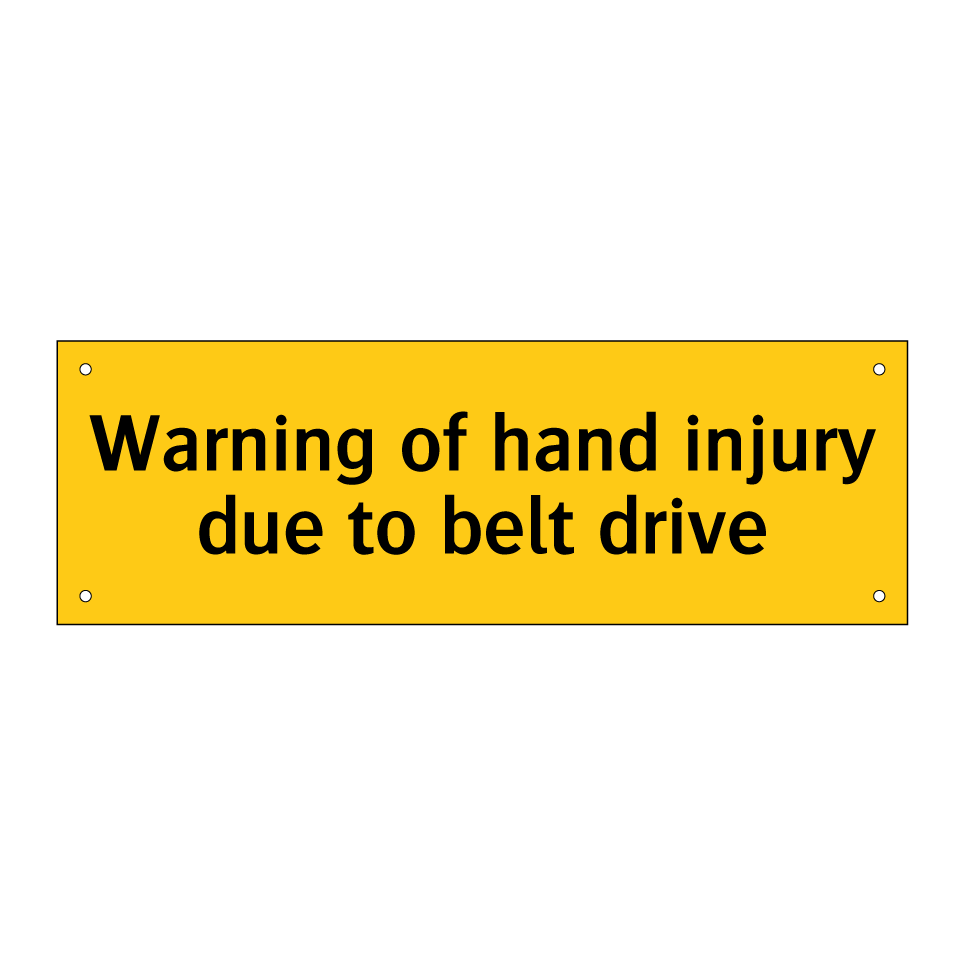 Warning of hand injury due to belt drive