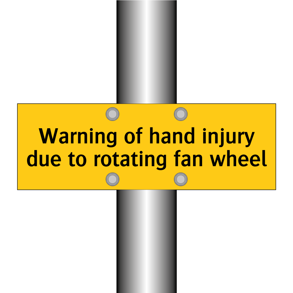 Warning of hand injury due to rotating fan wheel