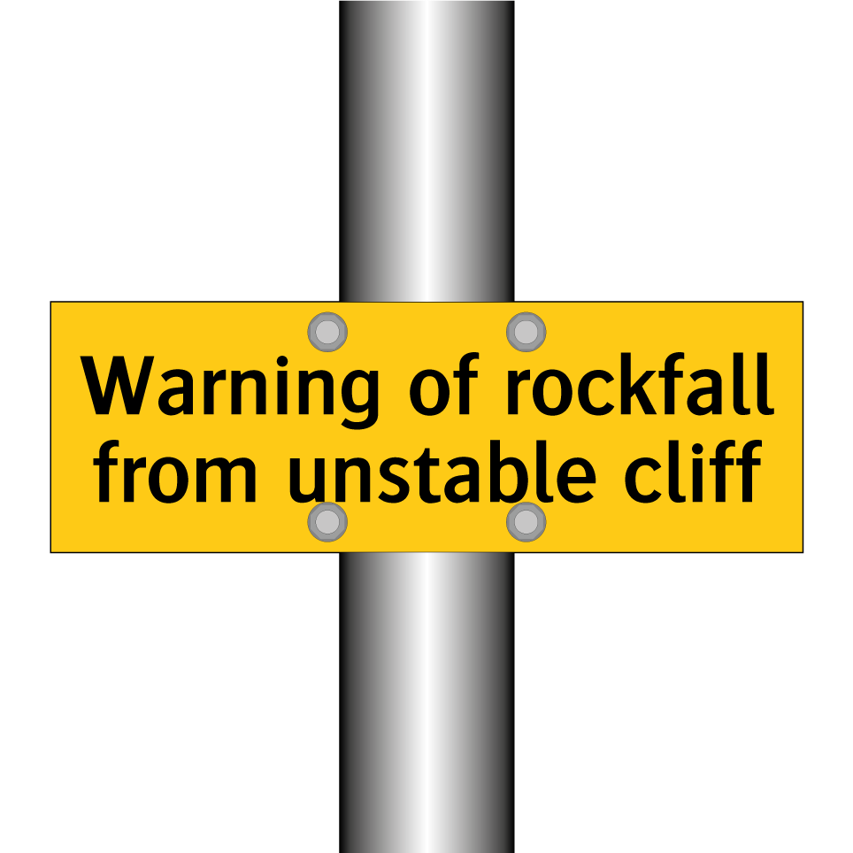 Warning of rockfall from unstable cliff