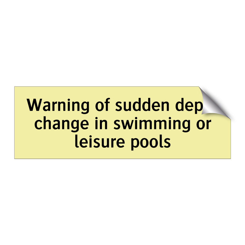 Warning of sudden depth change in swimming or leisure pools