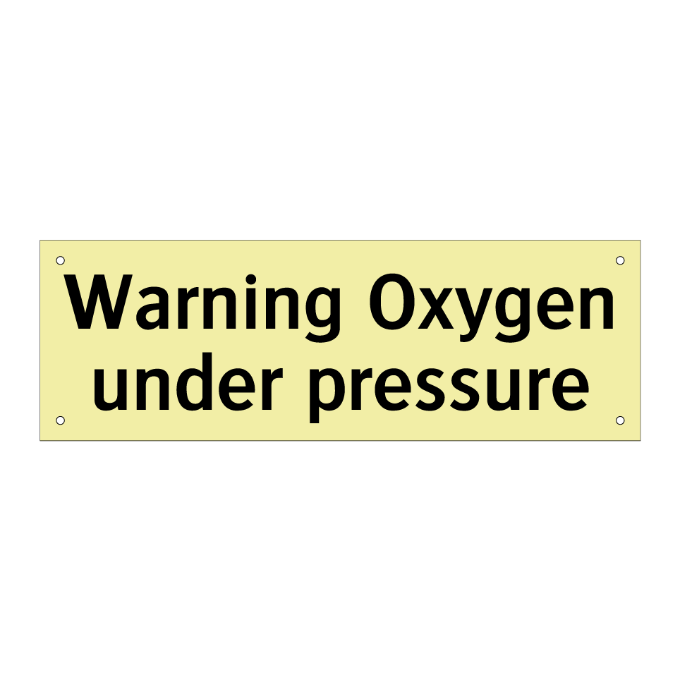 Warning Oxygen under pressure