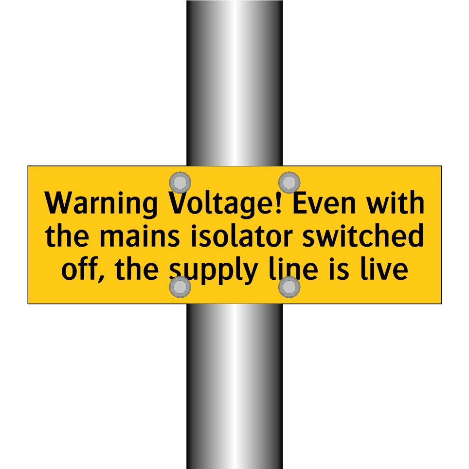 Warning Voltage! Even with the mains isolator switched off, the supply line is live