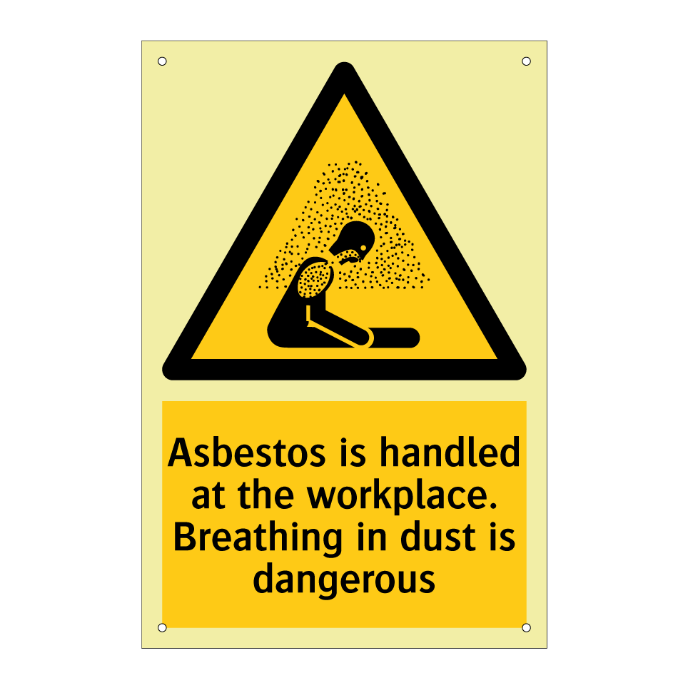 Asbestos is handled at the workplace. Breathing in dust is dangerous