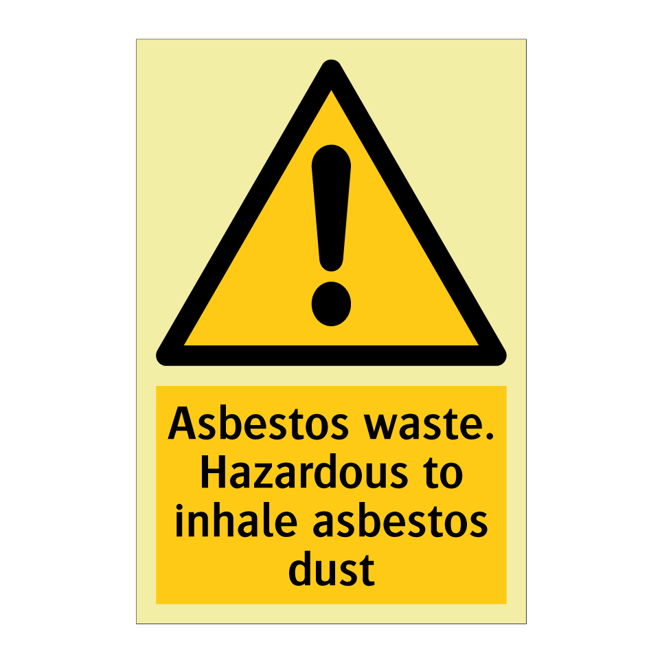 Asbestos waste. Hazardous to inhale asbestos dust