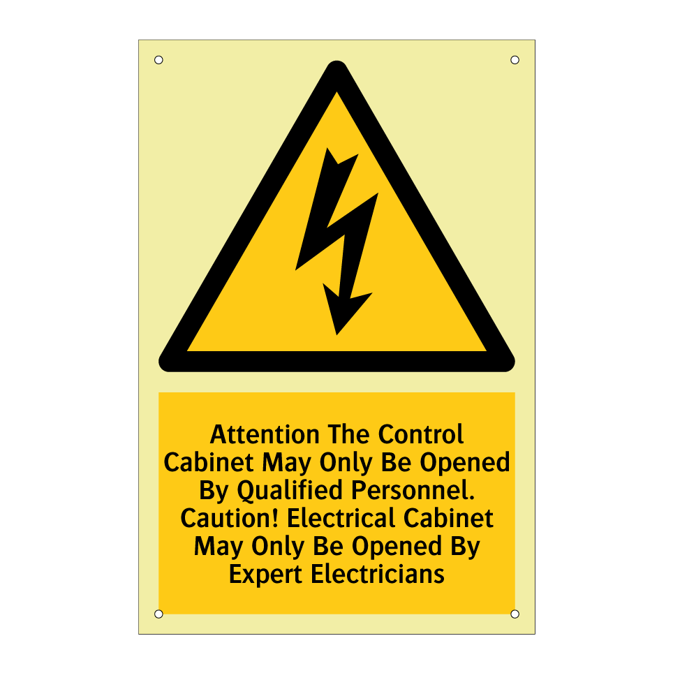 Attention The Control Cabinet May Only Be Opened By Qualified Personnel. Caution! Electrical Cabinet May Only Be Opened By Expert Electricians