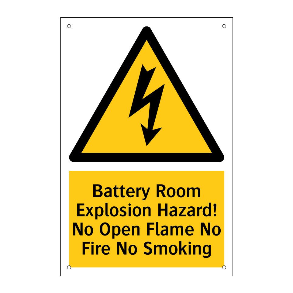 Battery Room Explosion Hazard! No Open Flame No Fire No Smoking