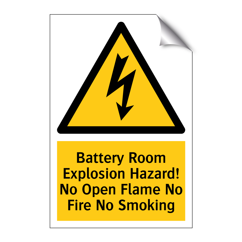 Battery Room Explosion Hazard! No Open Flame No Fire No Smoking