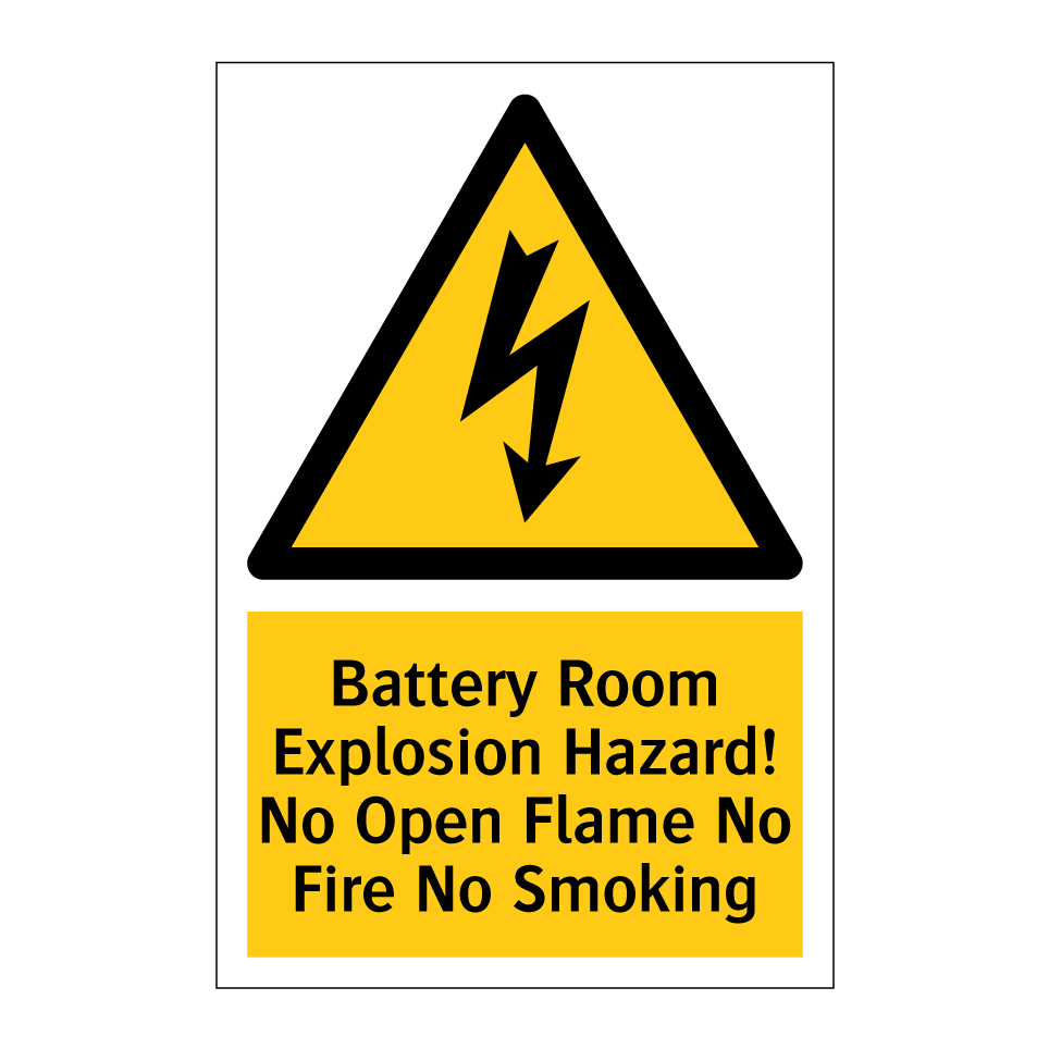 Battery Room Explosion Hazard! No Open Flame No Fire No Smoking