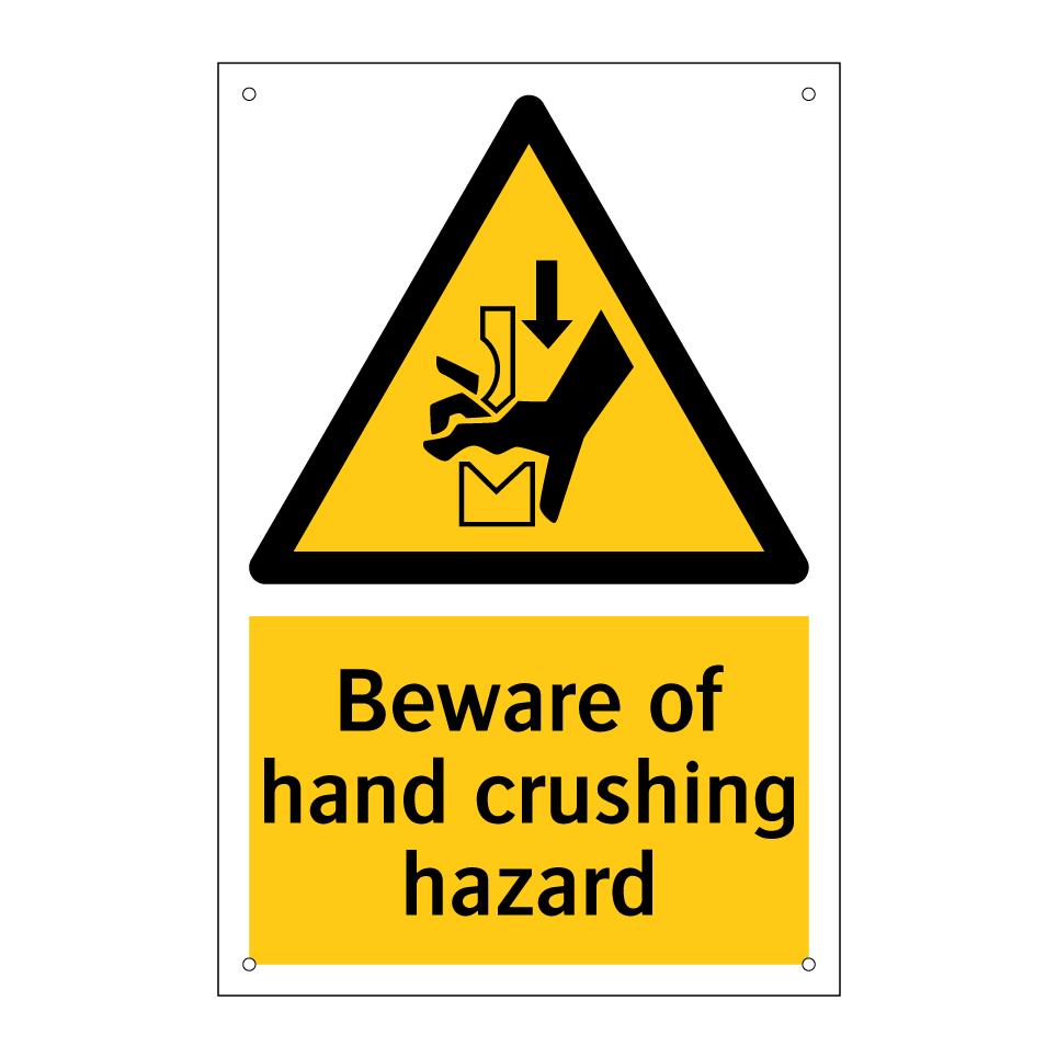 Beware of hand crushing hazard