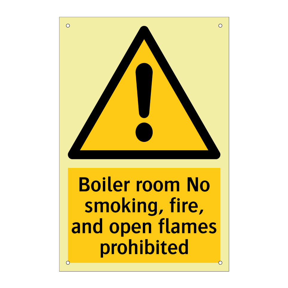 Boiler room No smoking, fire, and open flames prohibited