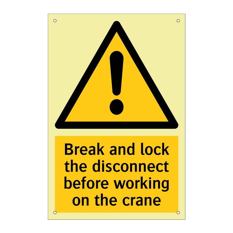 Break and lock the disconnect before working on the crane