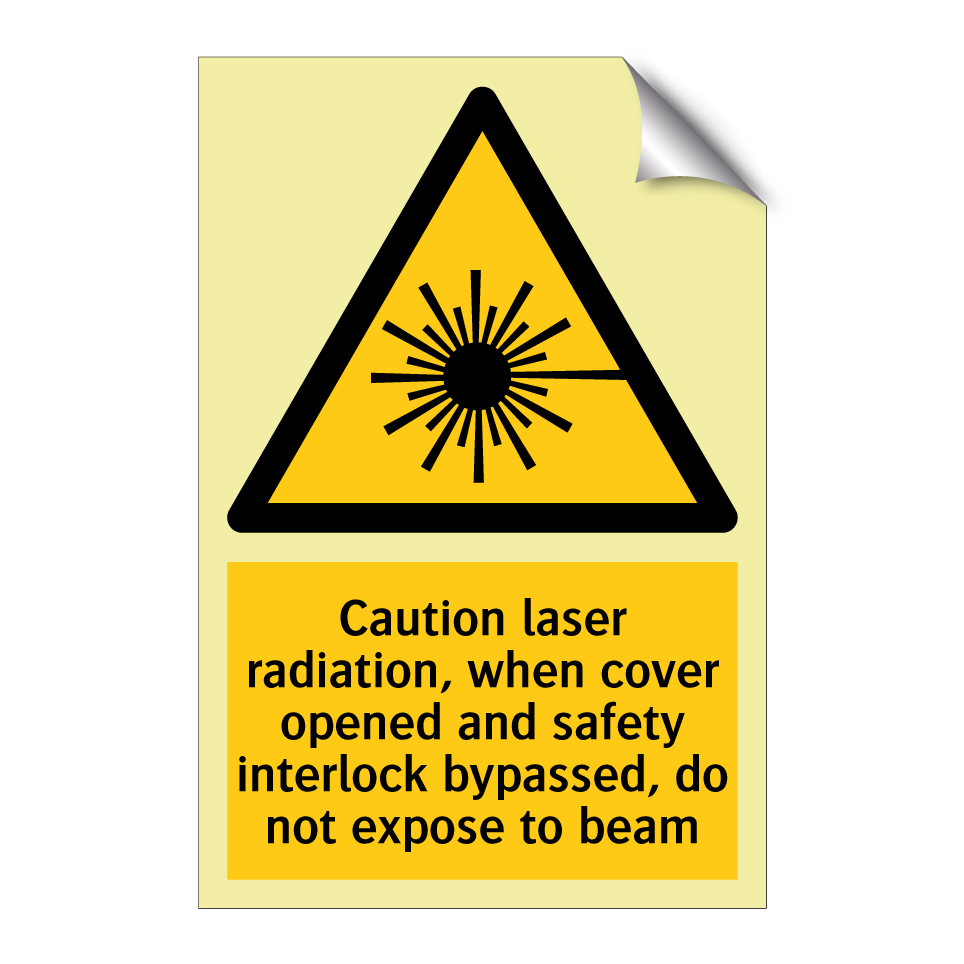 Caution laser radiation, when cover opened and safety interlock bypassed, do not expose to beam
