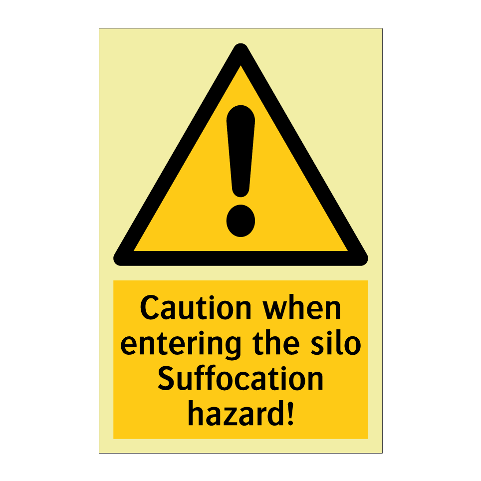 Caution when entering the silo Suffocation hazard!