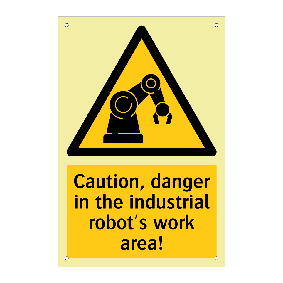 Caution, danger in the industrial robot's work area!