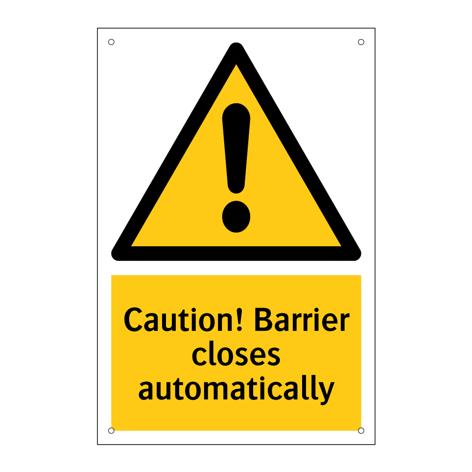Caution! Barrier closes automatically