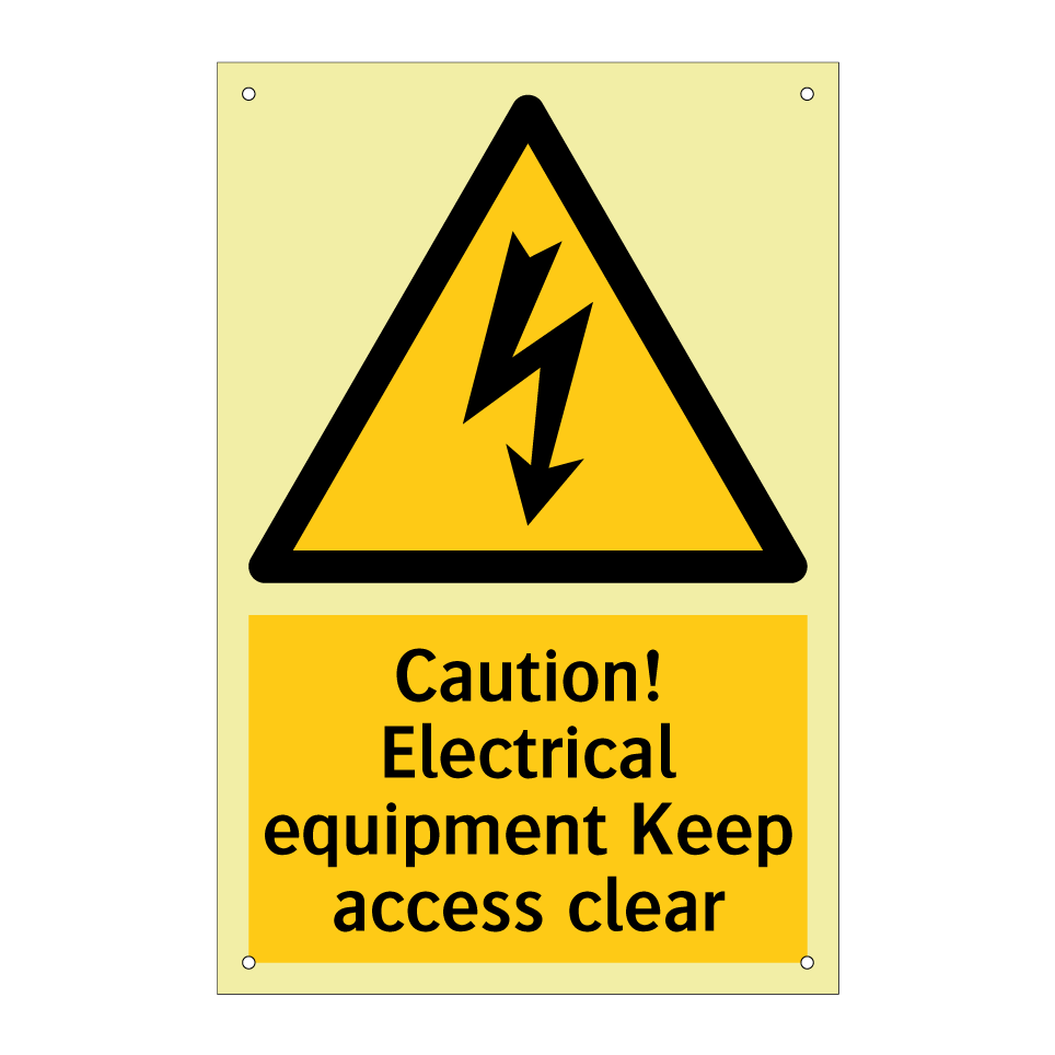 Caution! Electrical equipment Keep access clear