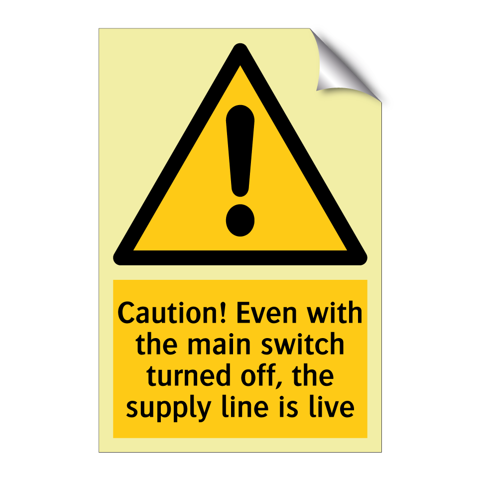 Caution! Even with the main switch turned off, the supply line is live