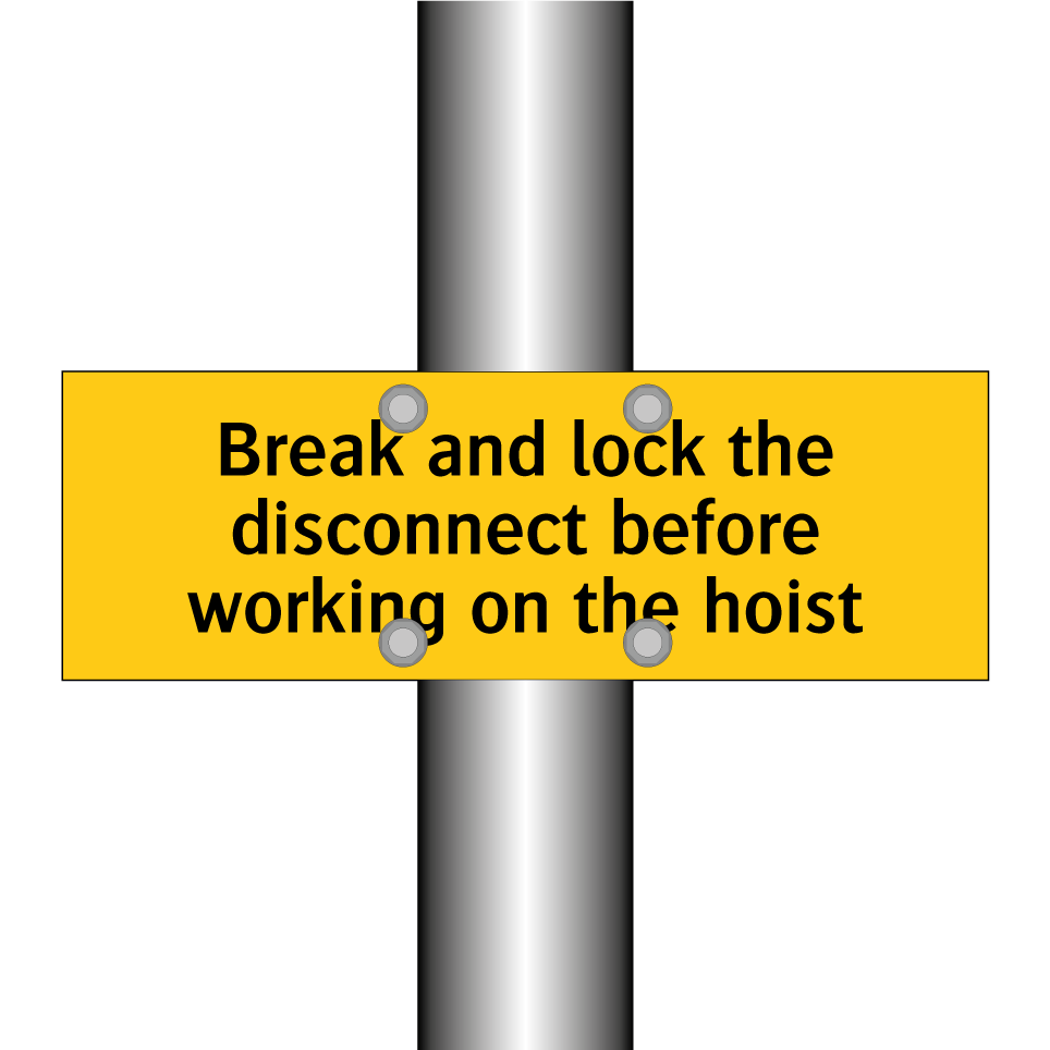 Break and lock the disconnect before working on the hoist