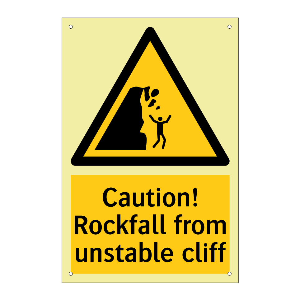 Caution! Rockfall from unstable cliff