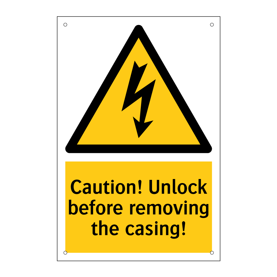 Caution! Unlock before removing the casing!