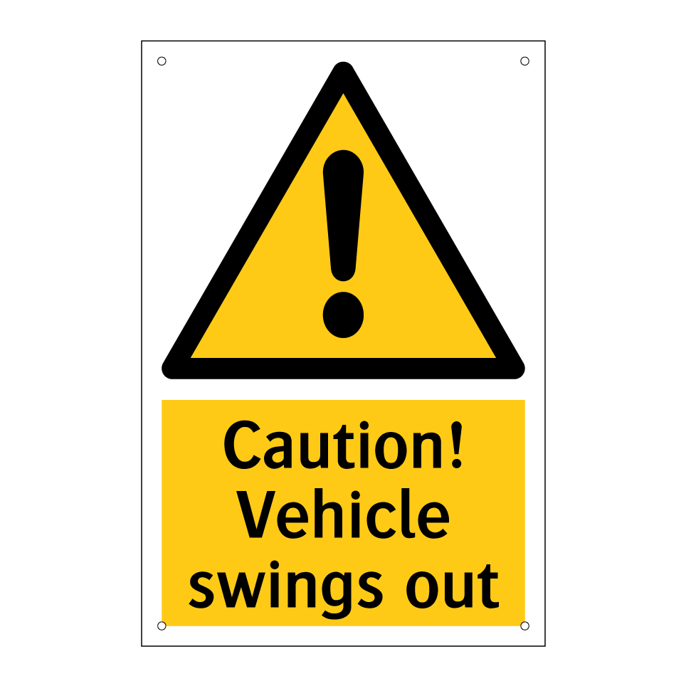 Caution! Vehicle swings out