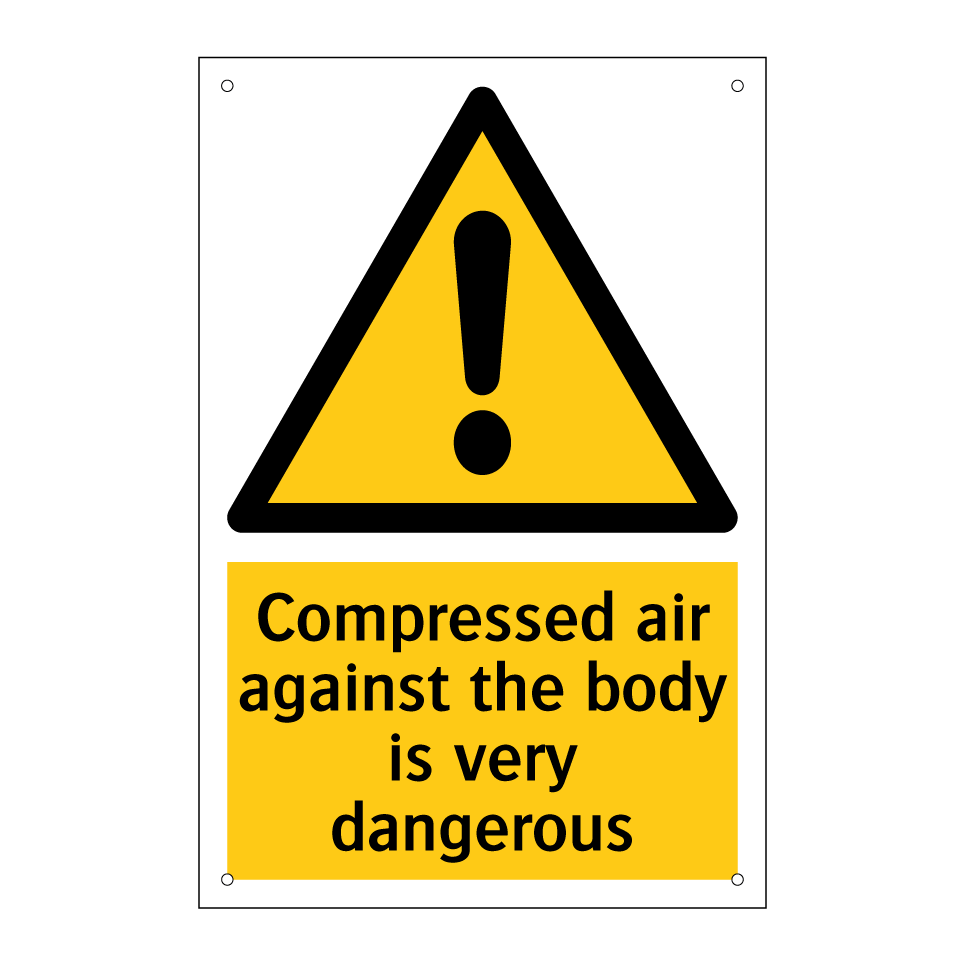 Compressed air against the body is very dangerous
