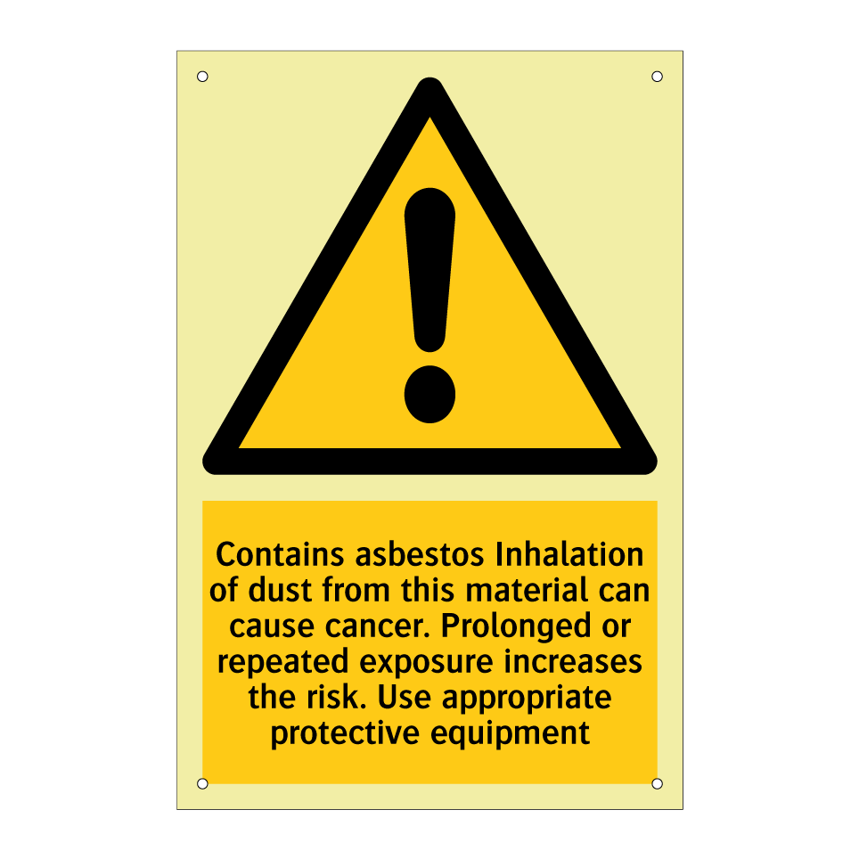 Contains asbestos Inhalation of dust from this material can cause cancer. Prolonged or repeated exposure increases the risk. Use appropriate protective equipment