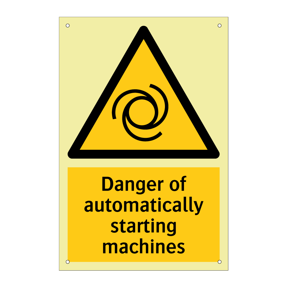 Danger of automatically starting machines