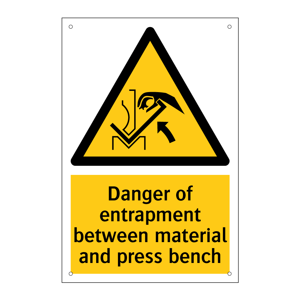 Danger of entrapment between material and press bench