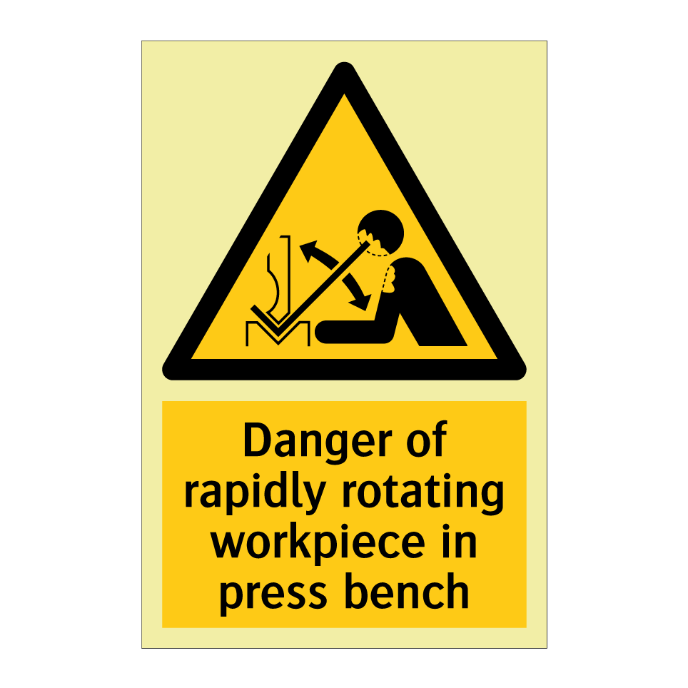 Danger of rapidly rotating workpiece in press bench