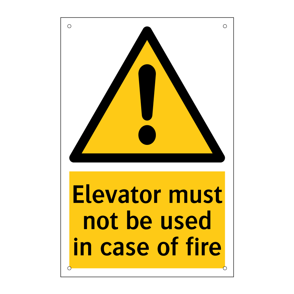 Elevator must not be used in case of fire