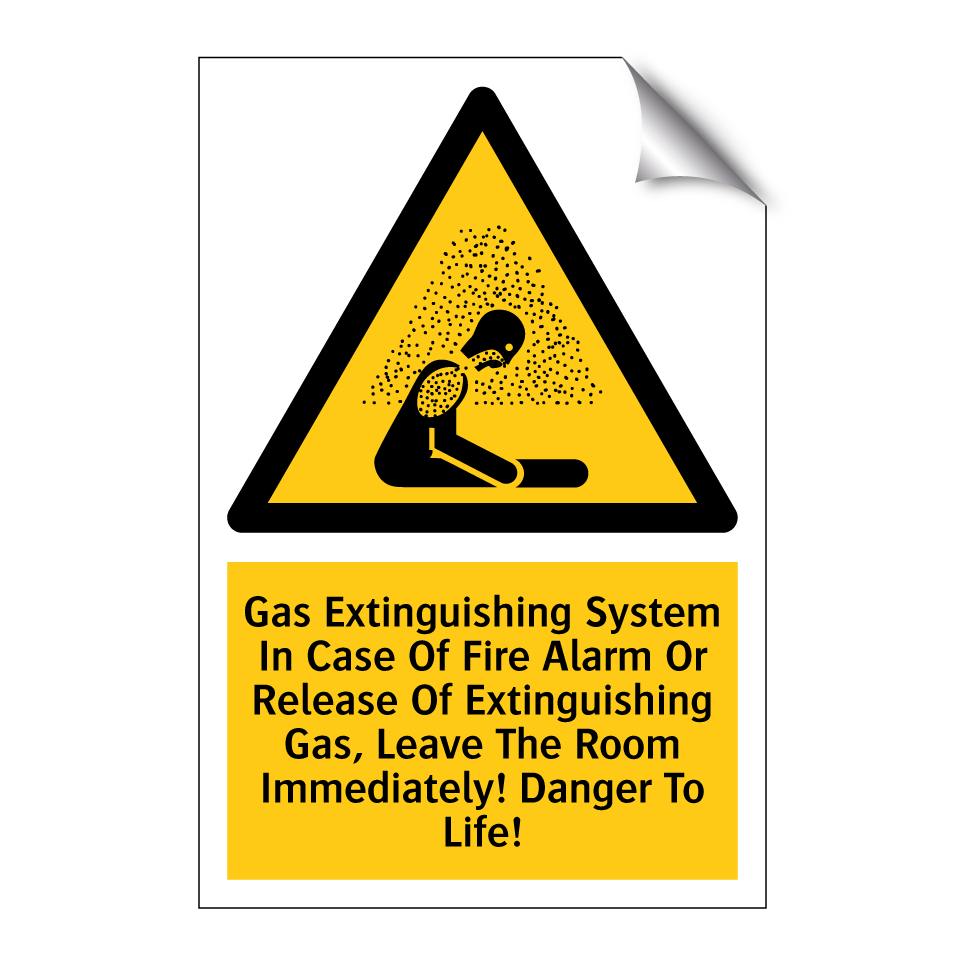 Gas Extinguishing System In Case Of Fire Alarm Or Release Of Extinguishing Gas, Leave The Room Immediately! Danger To Life!