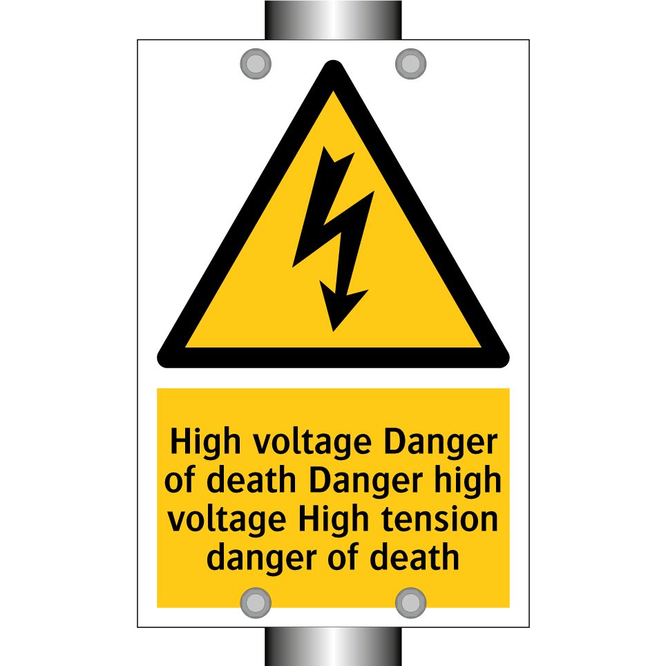 High voltage Danger of death Danger high voltage High tension danger of death