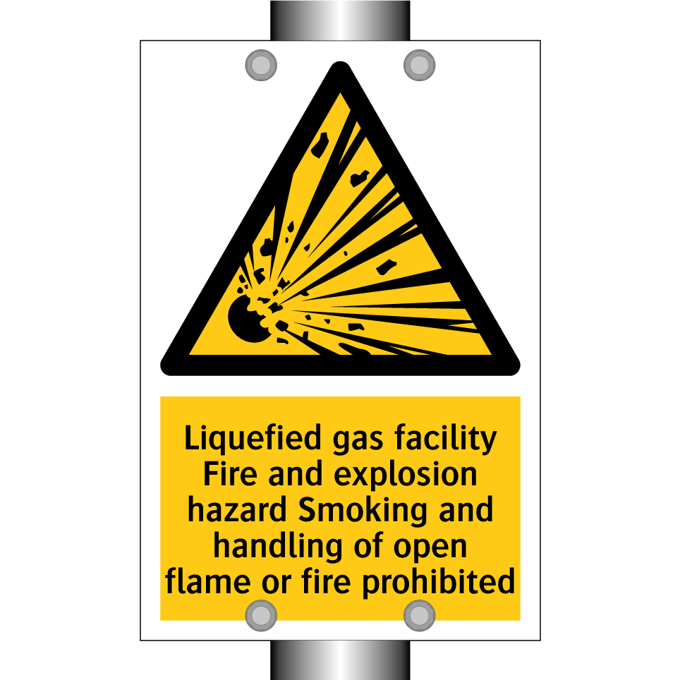 Liquefied gas facility Fire and explosion hazard Smoking and handling of open flame or fire prohibited