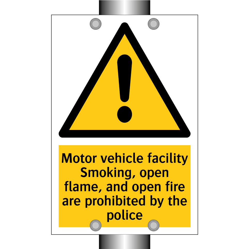 Motor vehicle facility Smoking, open flame, and open fire are prohibited by the police
