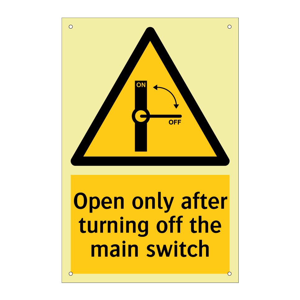 Open only after turning off the main switch