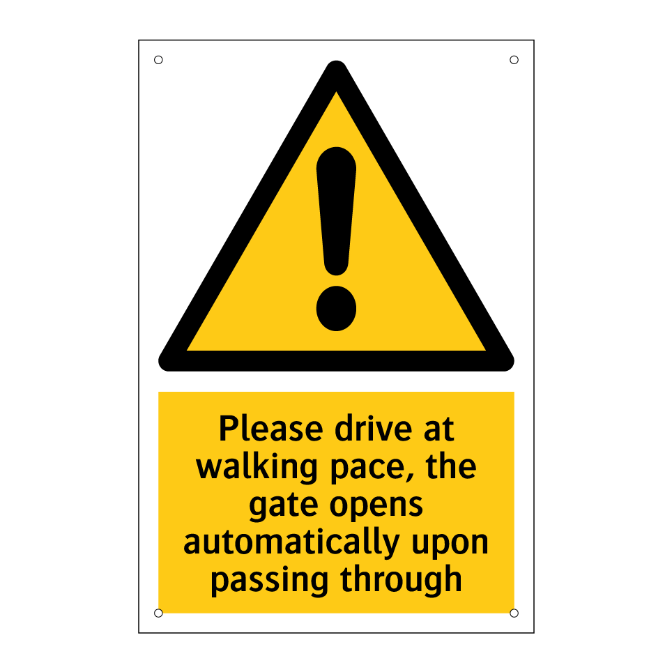 Please drive at walking pace, the gate opens automatically upon passing through