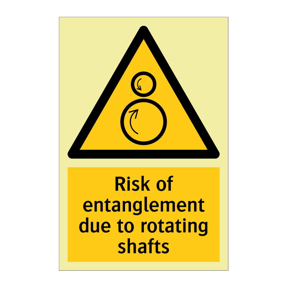 Risk of entanglement due to rotating shafts