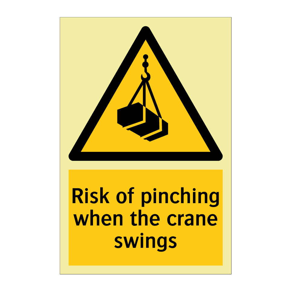 Risk of pinching when the crane swings