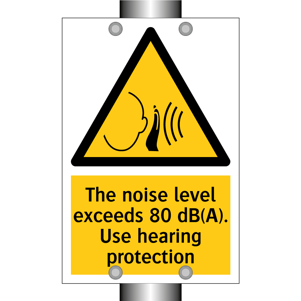 The noise level exceeds 80 dB(A). Use hearing protection