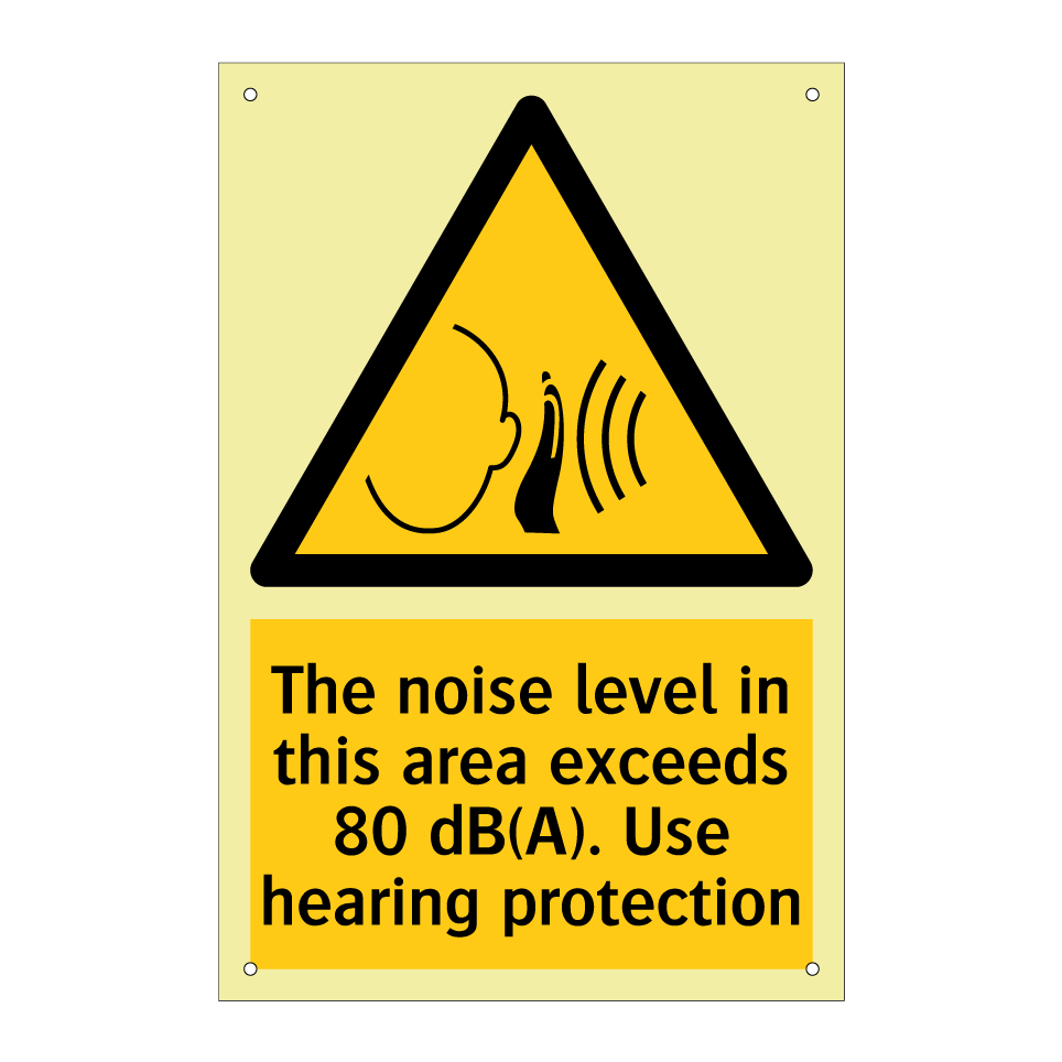The noise level in this area exceeds 80 dB(A). Use hearing protection