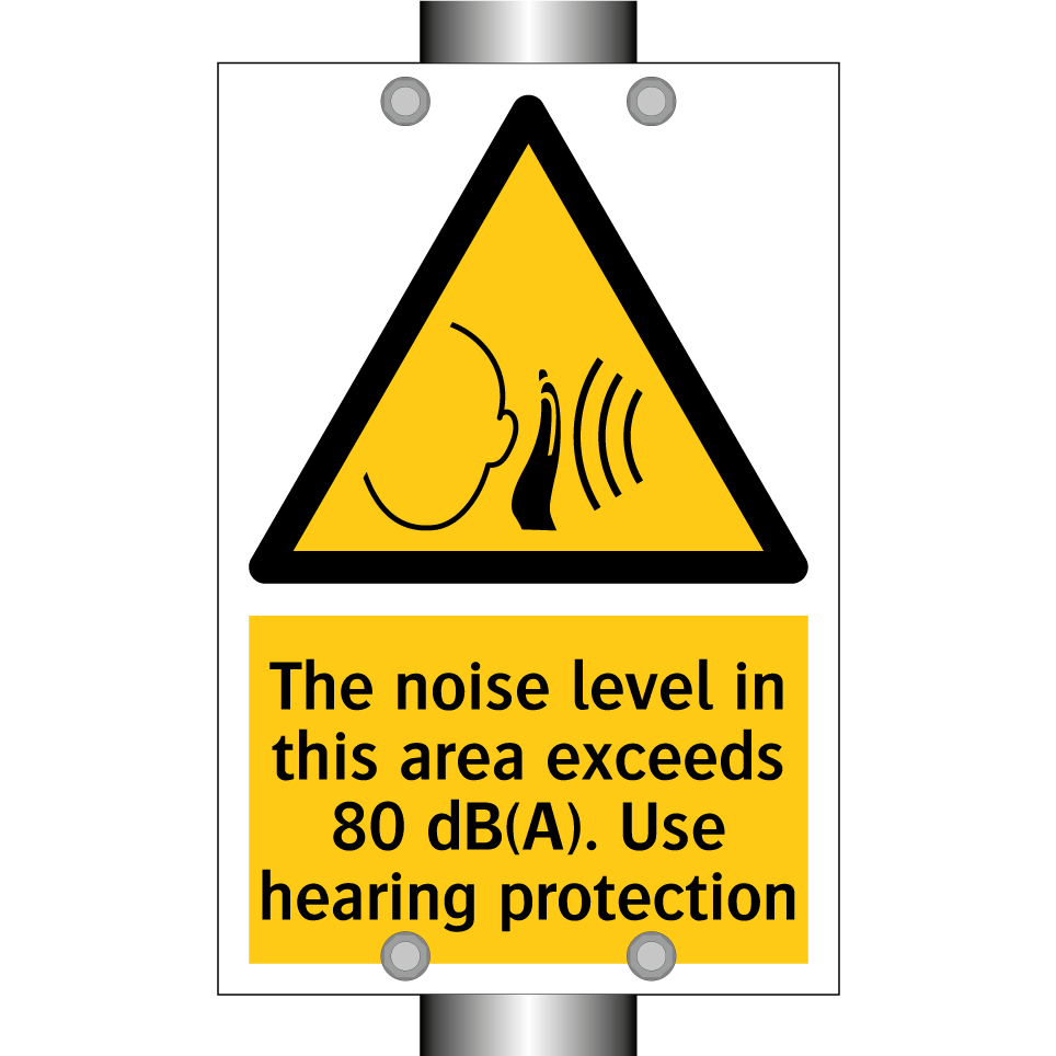 The noise level in this area exceeds 80 dB(A). Use hearing protection