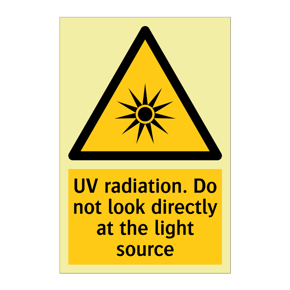 UV radiation. Do not look directly at the light source