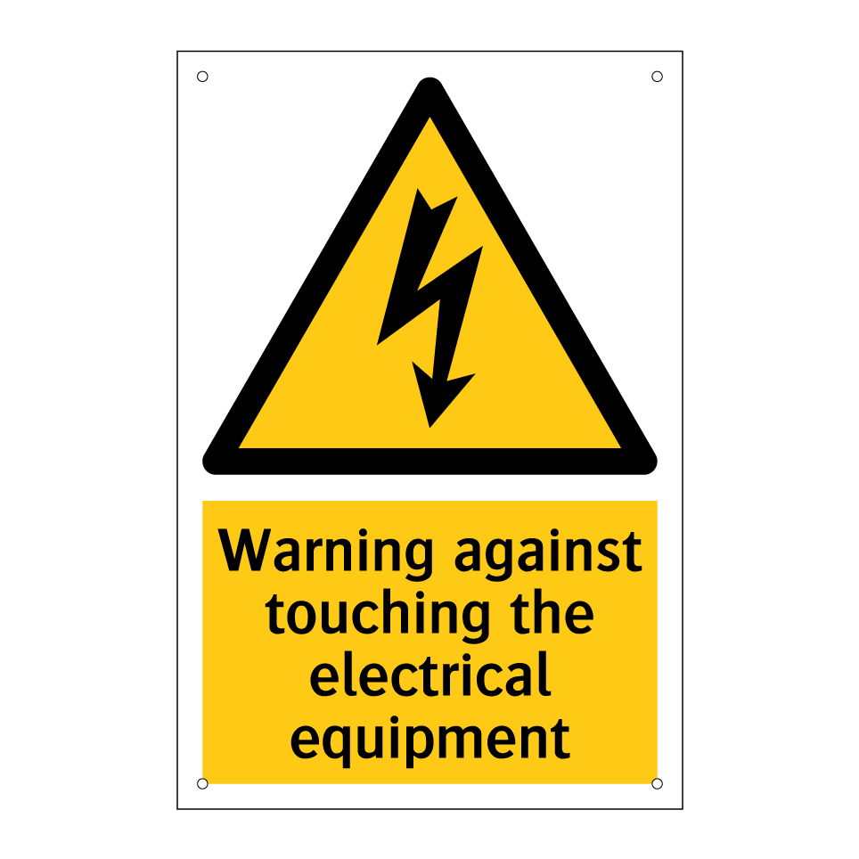 Warning against touching the electrical equipment