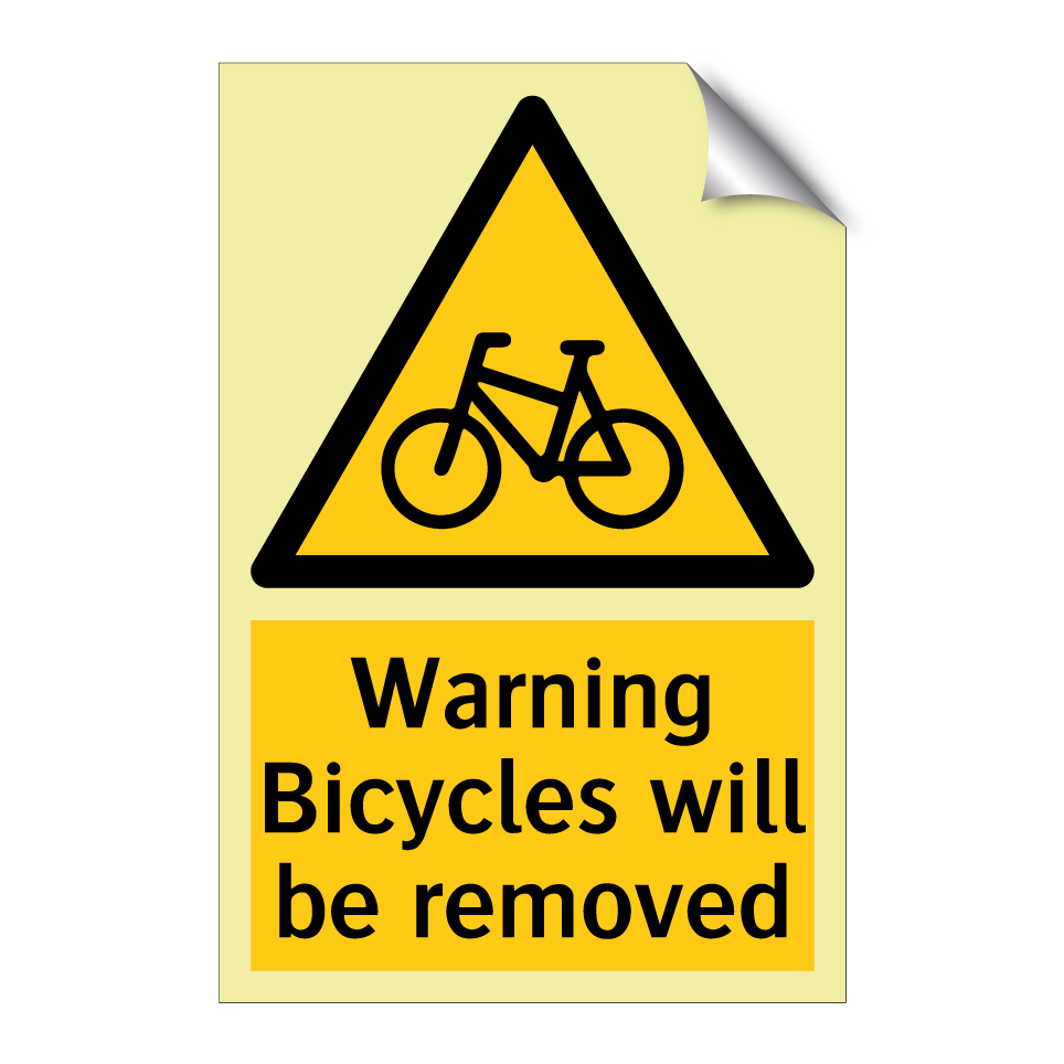 Warning Bicycles will be removed